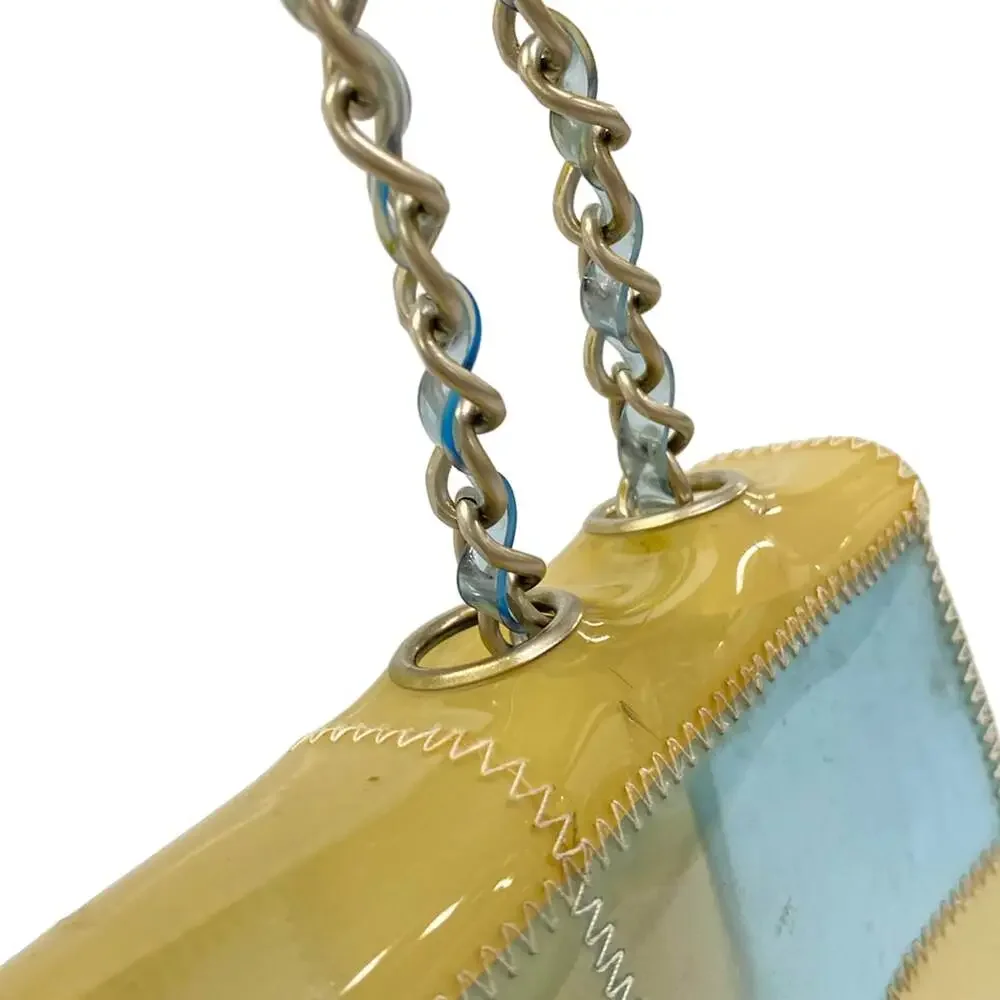 Chanel Chocolate Bar Shoulder Bag Clear Beige Light Blue
